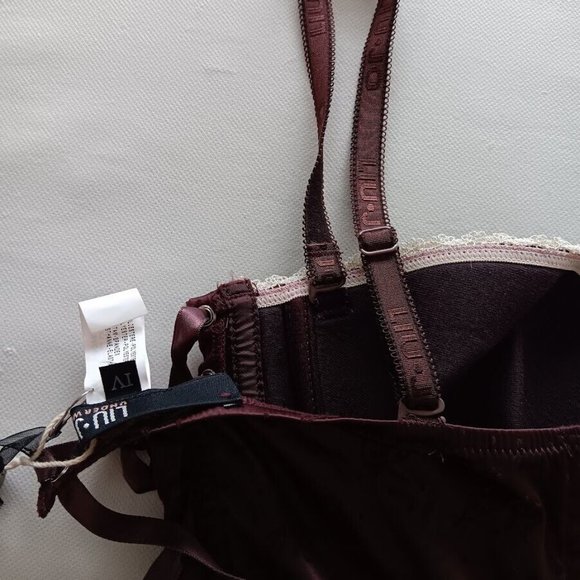 LIU JO underwear Dona Bustino Maroon Wine Full logo Stretch Women's size 4/ IV - Picture 6 of 12